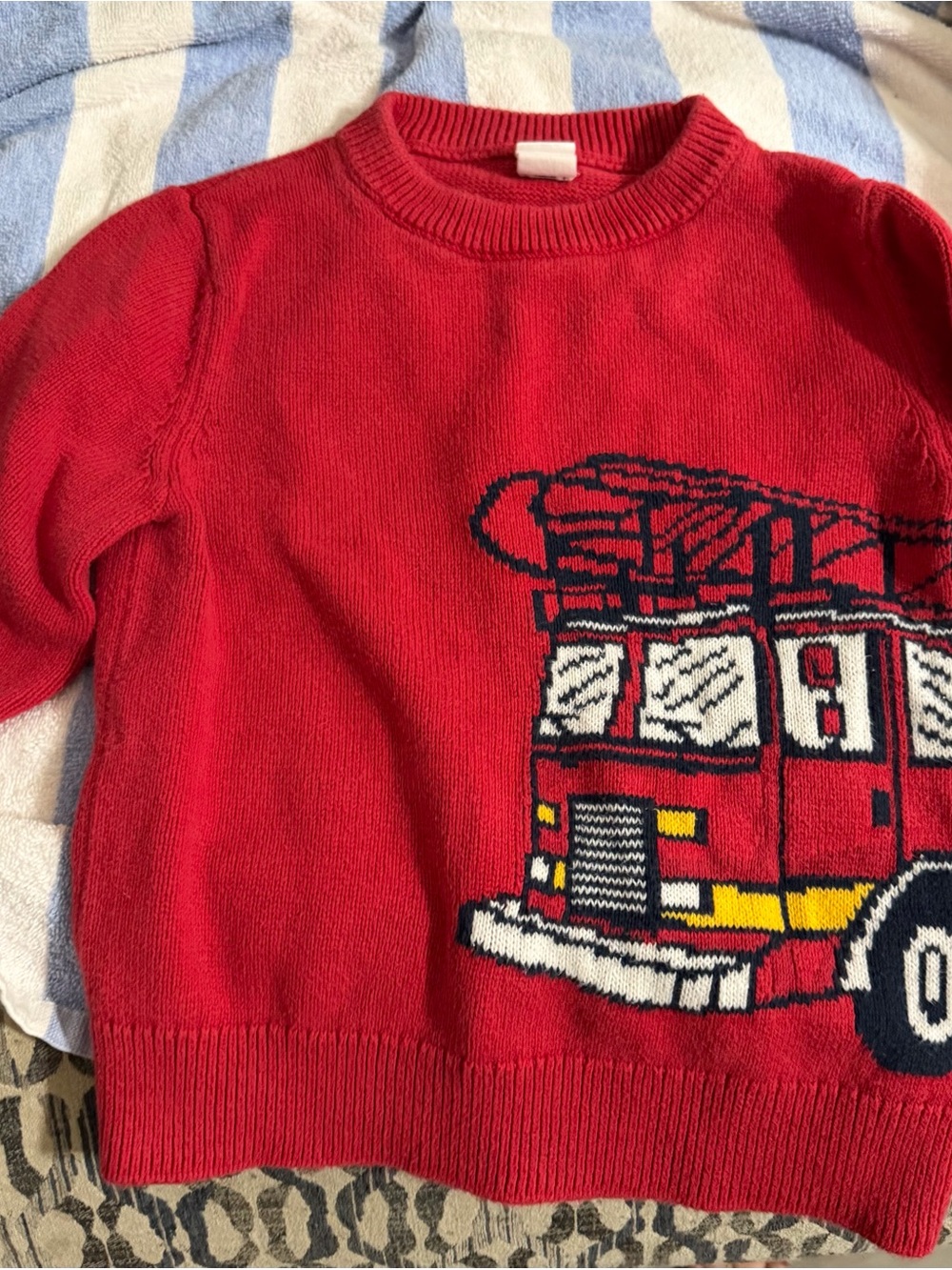 GAP Size 3t Red Sweater with Fire Truck Motif